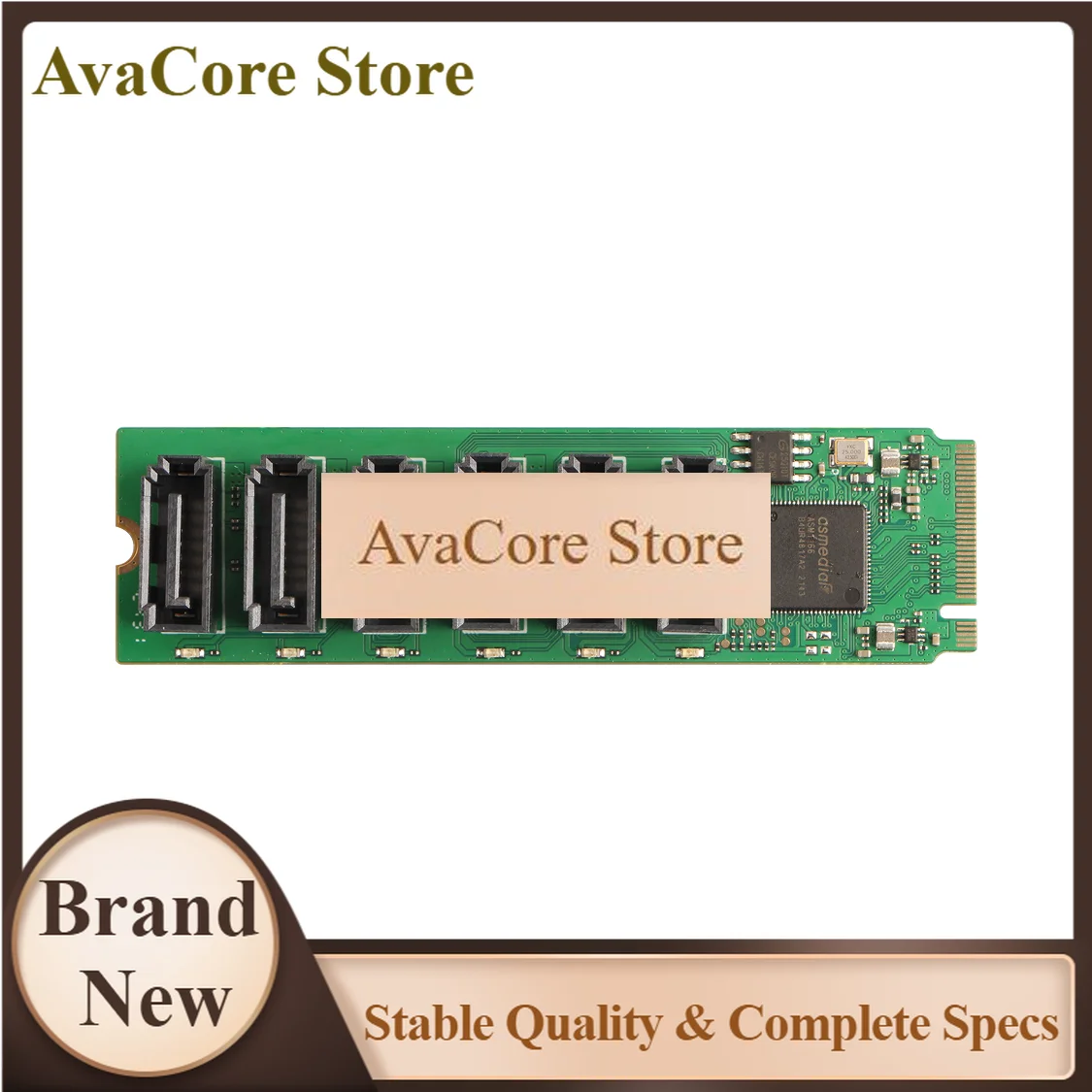 AvaCoreRadxa M.2 To 6x SATA Adapter, M.2 M Key Interface, 6x SATA 3.0 Ports