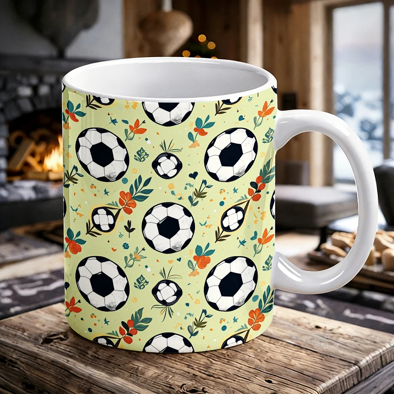 

Soccer Ball Floral Key Button Printed Pattern Mug with a bottle opener function of 2026 Major Football Event