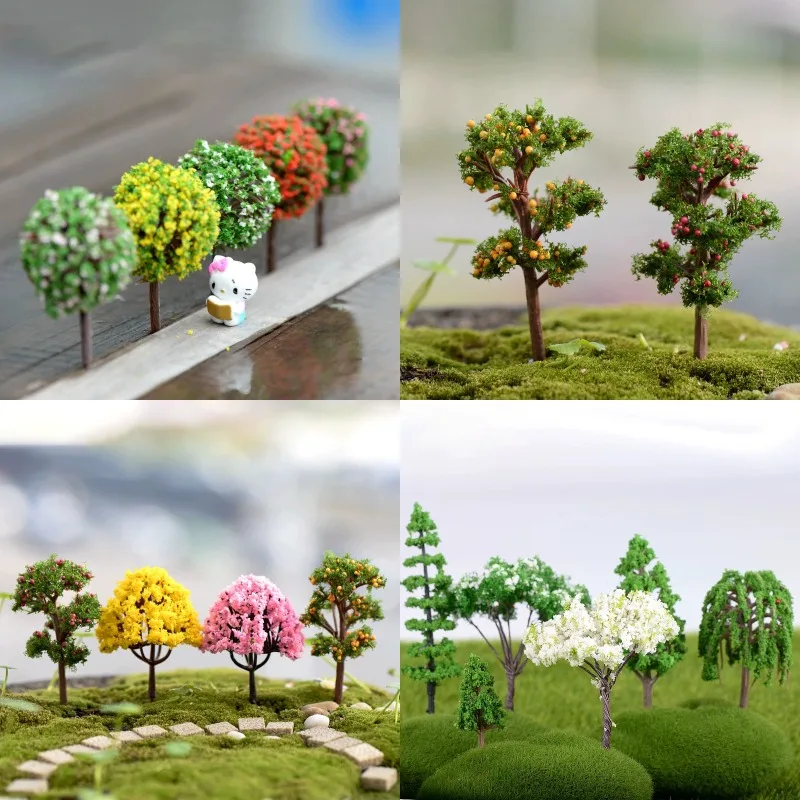 20PCS DIY Mix Mini Model Trees Miniature Figurines Fairy Garden Accessories Train Scenery Landscap Architecture Artificial Tree