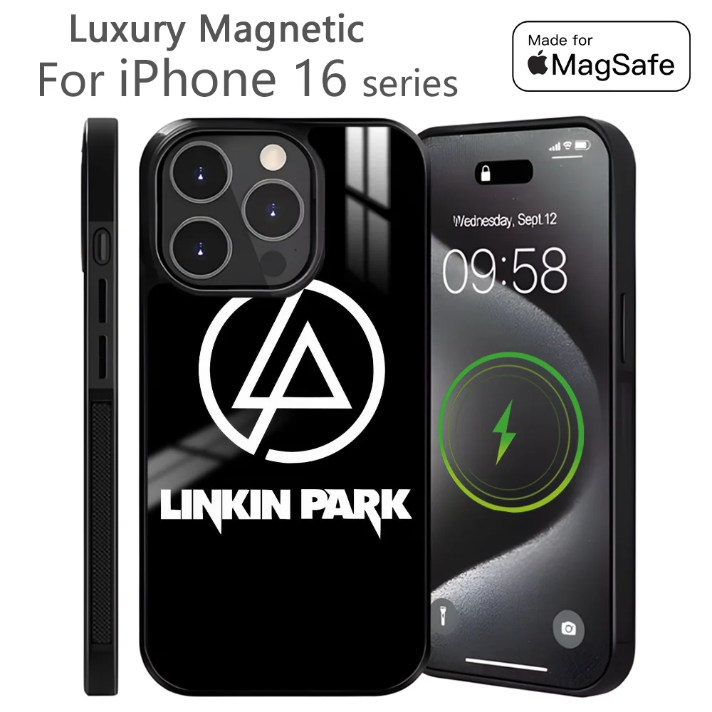 

L-Linkin Park Phone Case For iPhone 16 15 14 13 12 11 Pro Max Plus Mini Magnetic Magsafe Wireless Charging Cover