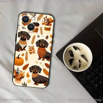 卡通可愛臘腸犬手機殼,適用於 iPhone 17、16、15、14、13、12、11、Pro、XS、Max、XR、Plus、E、SE4、Mini,黑色軟殼 10 最佳銷售 漂亮的iPhone手機殼 - №3