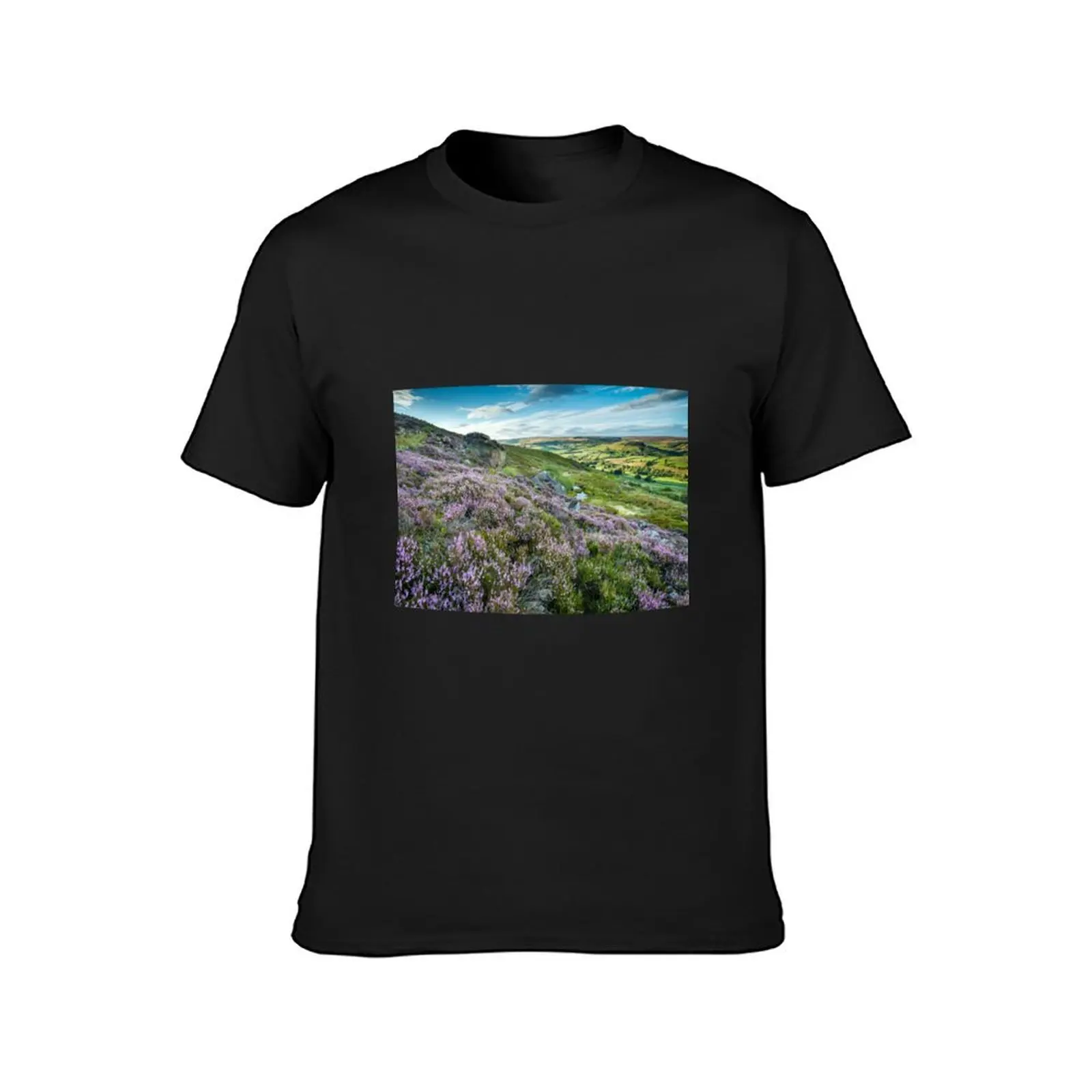 Heather on the North York Moors, Rosedale Abbey overlooking plantation hill. T-Shirt plus sizes fitted t shirts for men