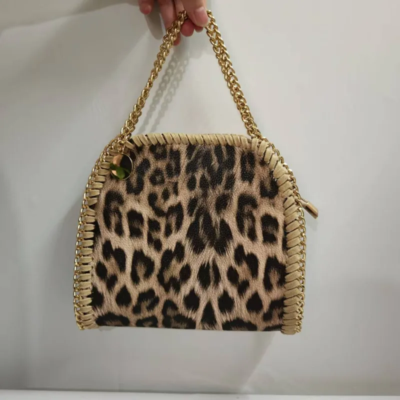 2025 Fashion Weaving Side Line Leopard Women Handbags Luxury Designer Lady Chain Crossbody Bags Travel Vacation Messenger Bag