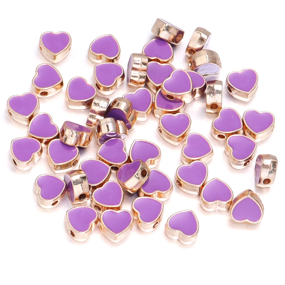 10 Stück/Lot 8mm Legierungs-Doppelseitige Herz-Emaille-Perlen für Schmuckherstellung, Charms, Lose Zwischenperlen, DIY Armband Halskette – Detail 8
