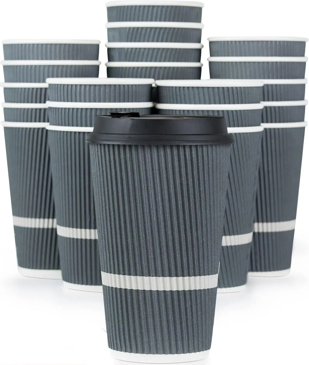 

Одноразовые кофейные стаканы с крышками - стаканы для кофе на вынос объемом 16 унций (70 штук). Большие дорожные кружки, сохраняющие форму при горячих и холодных напитках