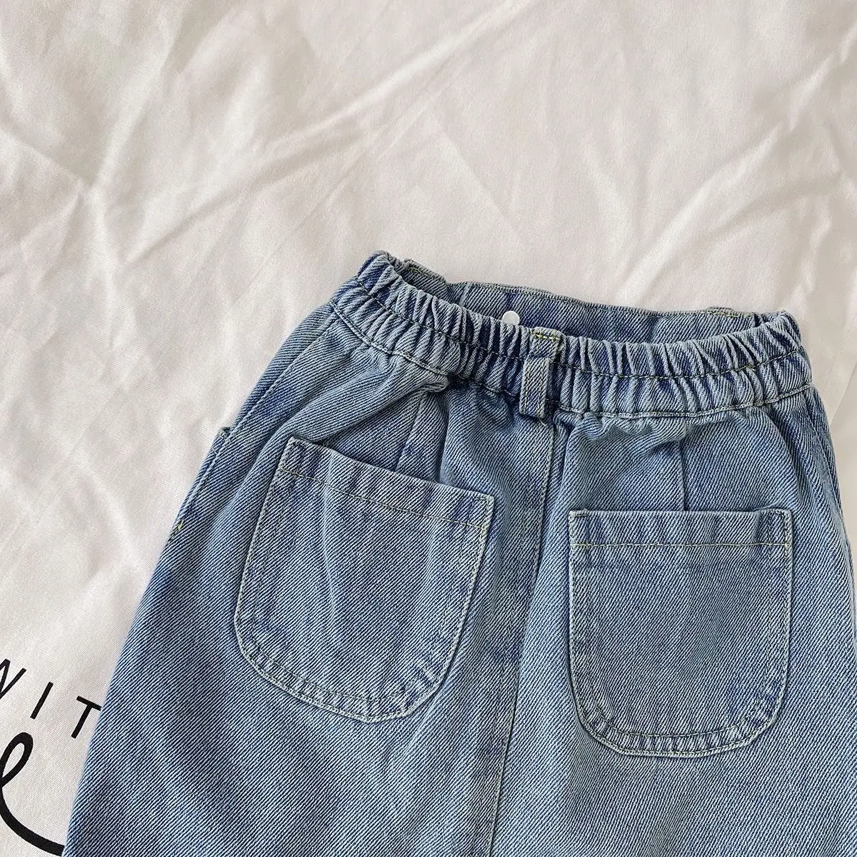 Kids Girls Fashion Retro Split Denim Skirt Spring Autumn Korean Children's Clothes Loose Summer One Step Skirt 2-10Y