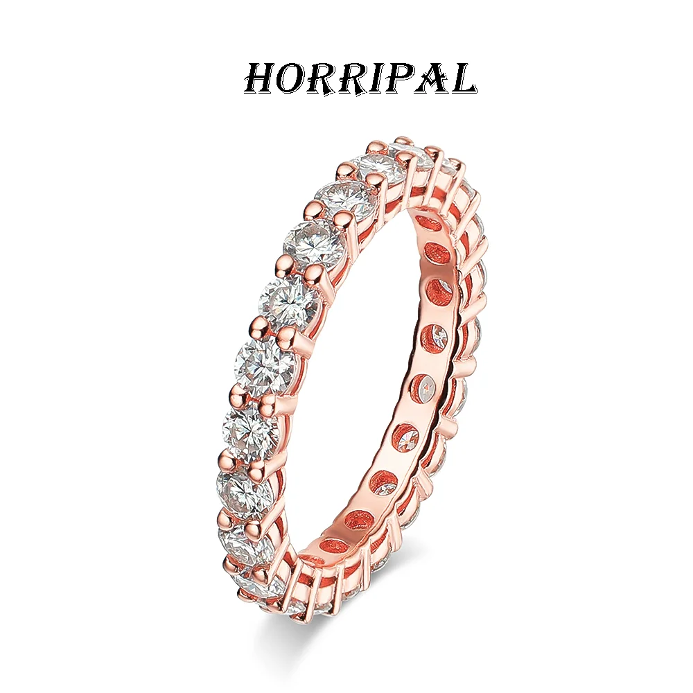 

HORRIPAL 3/5mm D Color Full Moissanite Ring for Women S925 Sterling Silver GRA Certified Band Engagement Classic Fashion Jewelry