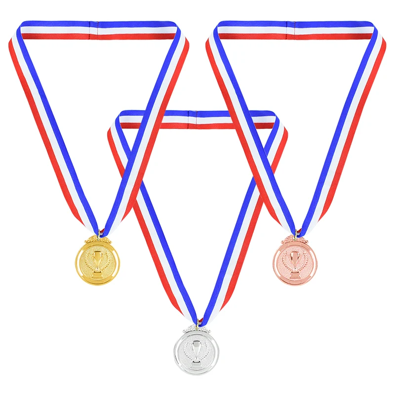 Metal Award Medals with Neck Ribbon Trophy Winner Prizes Reward Award Medal for Sport Competition Games Souvenir Gift Kids Toys