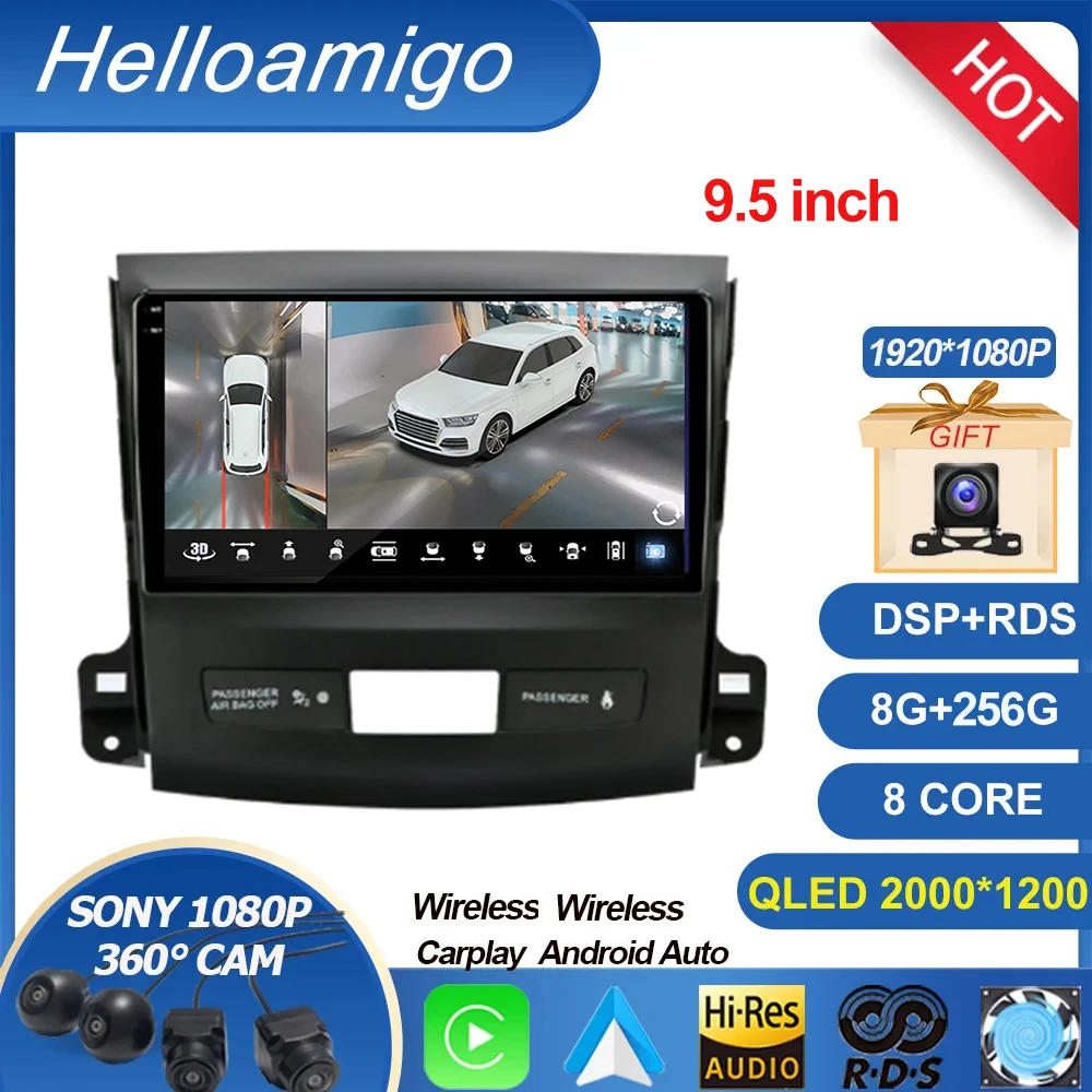 

2K For Mitsubishi Outlander 2 2005-2012 2Din Android 13 Car Radio Multimedia Video Player GPS Navigation Carplay Head unit