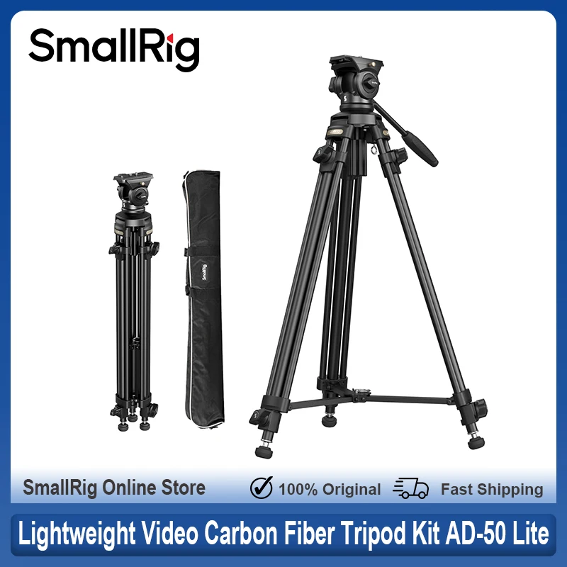 SmallRig AD-50 Lite Lightweight Video Tripod with 360° Fluid Head Quick Release Plate Load up to 5kg for DSLR Camera Camcorder