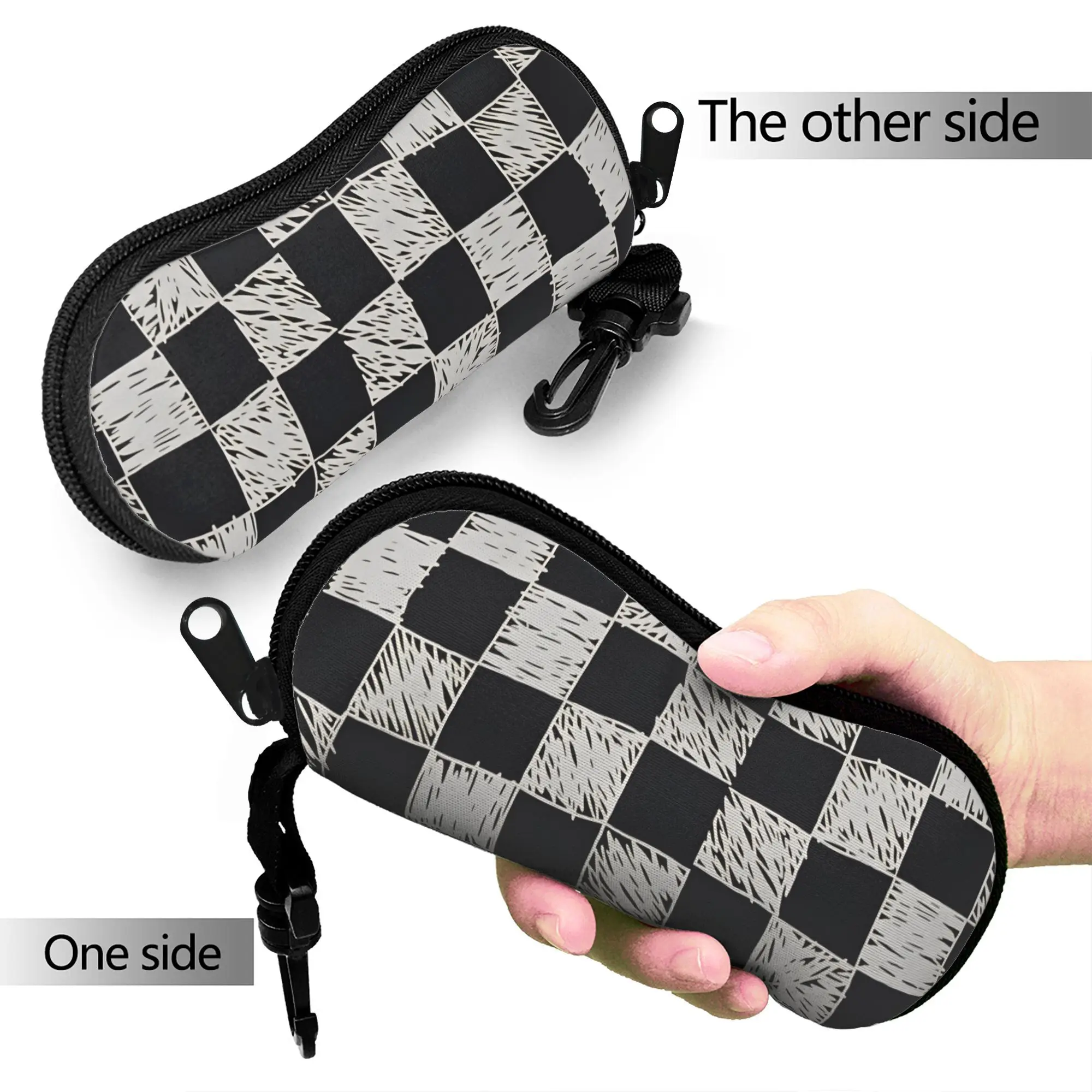 Black and white check Glasses Case Cover  Sunglasses Case Travel Fashion Eyewear Bag Original Men Women Eyeglass Protector