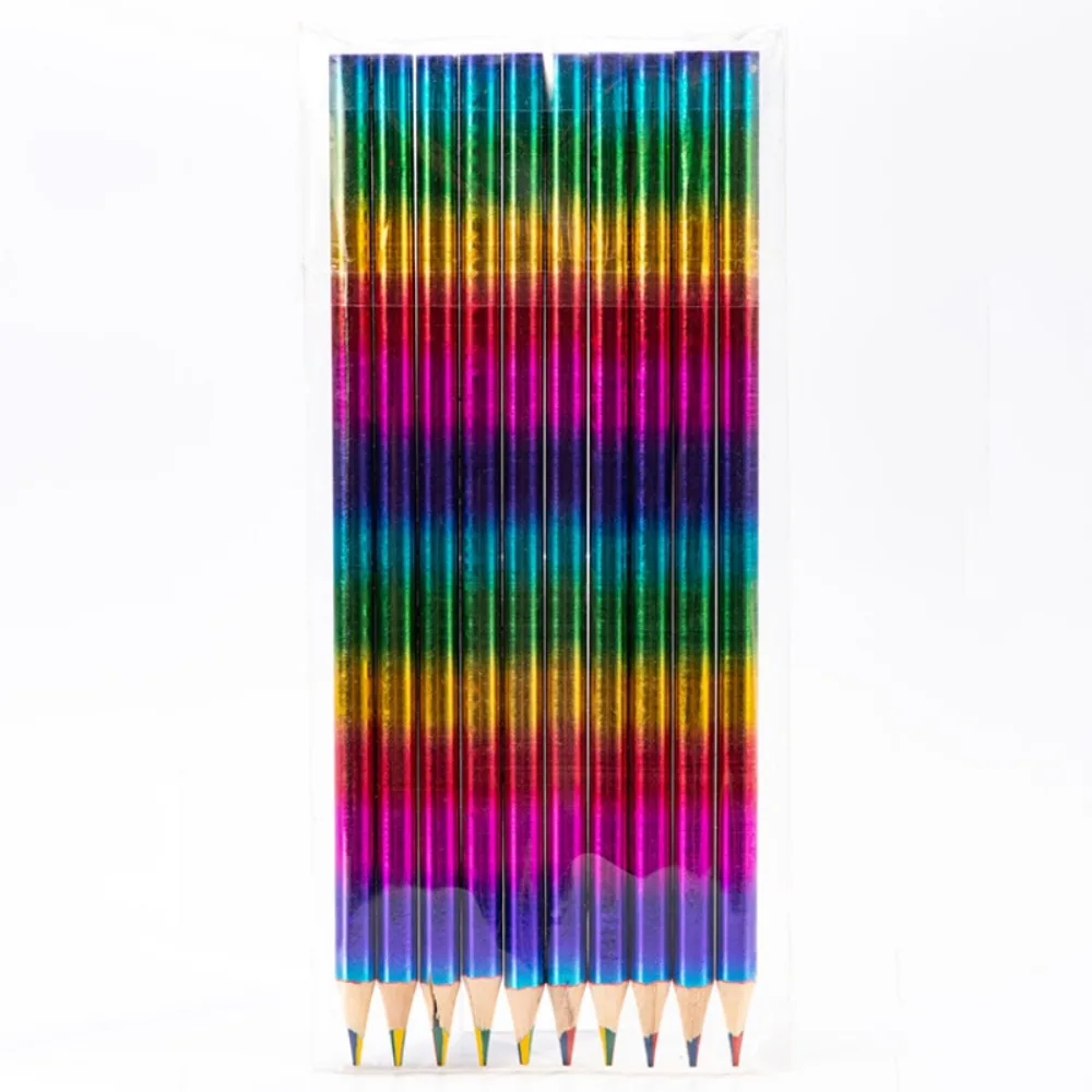 12Pcs Kawaii HB Rainbow Pencils Pencils Colorful Colored Pencil Set Graffiti Crayons Wooden Rainbow Colour Pencil Set Drawing