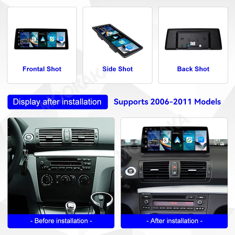 Radio para Auto de 12.9 Pulgadas para BMW Serie 1 NBT 2006~2017, Reproductor Multimedia con Linux, Carplay, Android Auto, GPS, Navegación y Pantalla