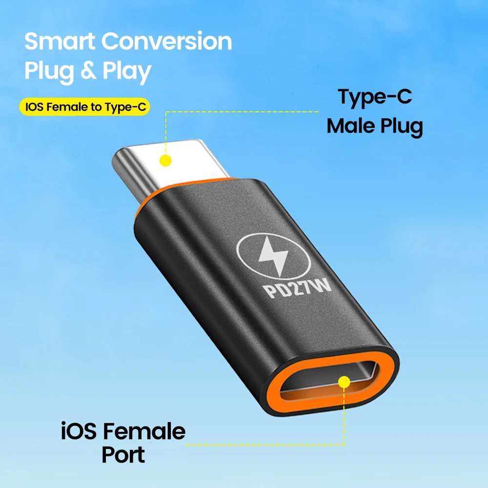 Elough 27 واط USB نوع C ذكر إلى ios شاحن أنثي آيفون 15 16 سامسونج البرق إلى نوع C محول شحن سريع موصل #5