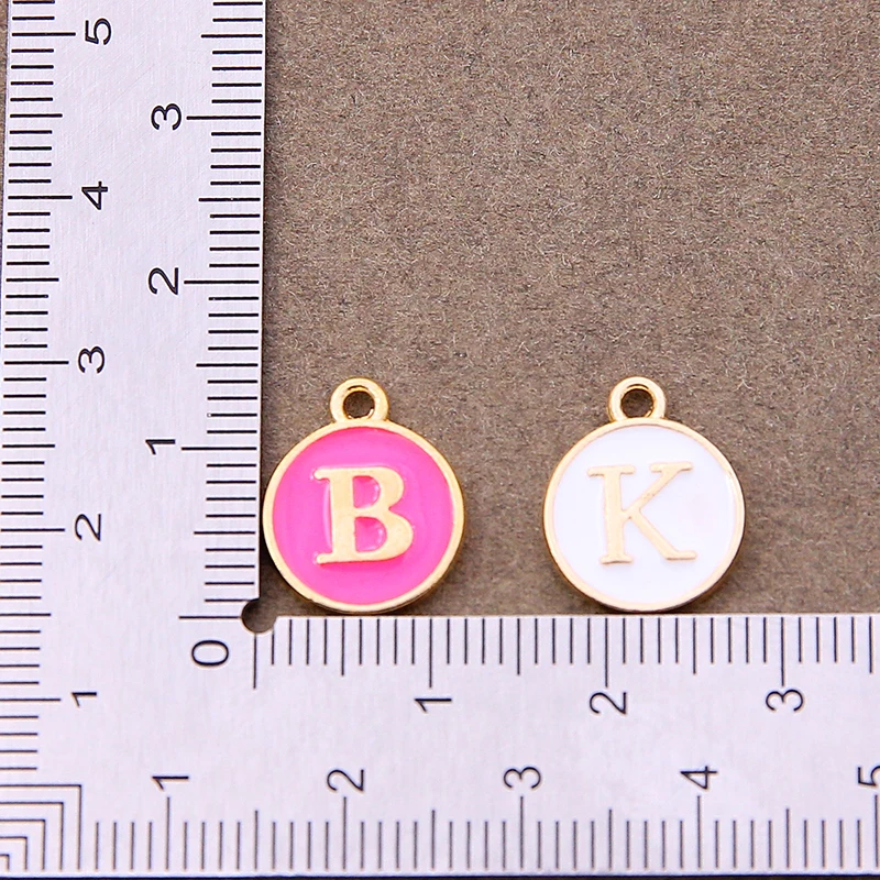 10/26PCS Mix colors A-Z Letter Charms Double Face Enamel Alphabet Initial Letter Pendants DIY Bracelet Jewelry Making