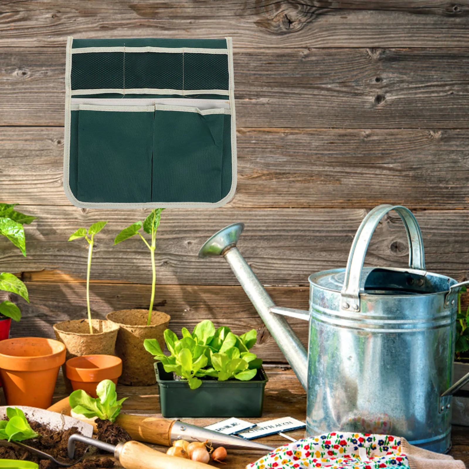 Bolsa de herramientas para arrodillarse de jardín, bolsa de almacenamiento verde de tela Oxford 600D, bolsa para arrodillarse, bolsa de asiento, organizador de herramientas de jardinería duradero