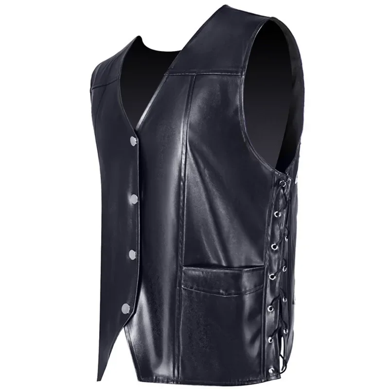 Horror TV Dead Walking Daryl Costume Cosplay Gilet in pelle nera da uomo Gilet da gioco di ruolo per tracker maschile Festa di carnevale di Halloween