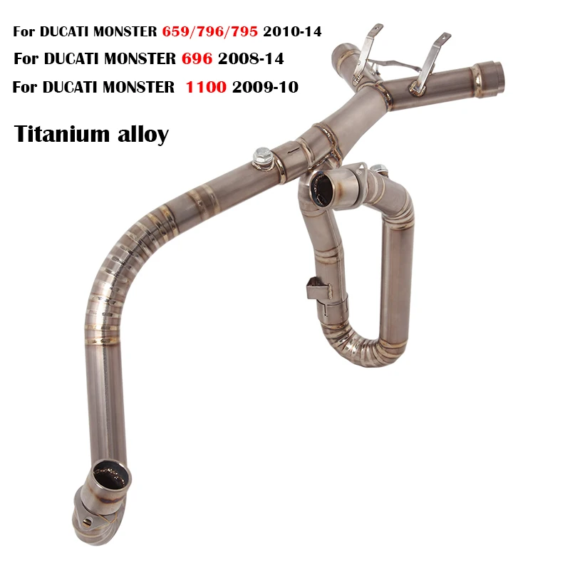 For DUCATI MONSTER 659 696 796 1100 Motorcycle Lossless Exhaust Header Link Pipe Front Tube Titanium Alloy Replace Original Pipe