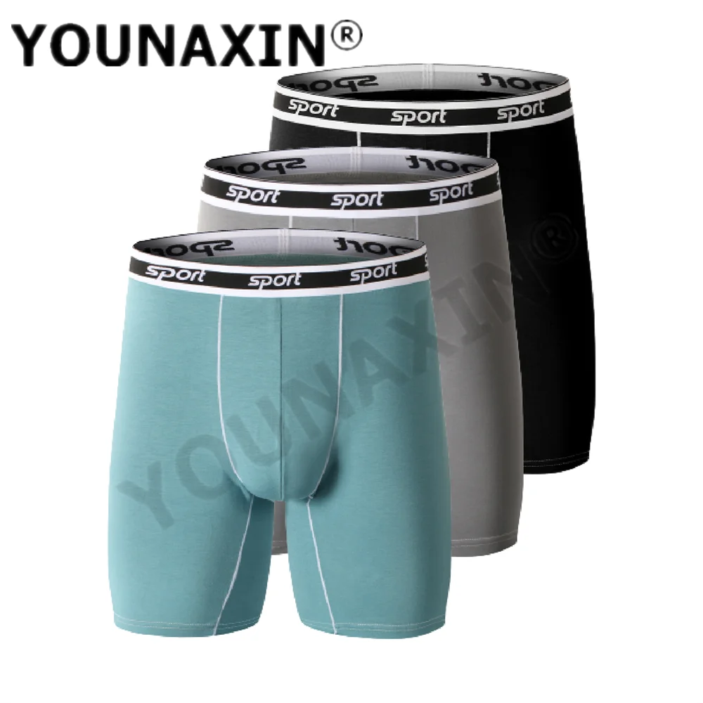 3 Pcs Mens Long Leg Undies Underwear Boxers Briefs Sports Shorts Big Size Panties Plus Underpants Knickers 3XL 4XL 5XL 6XL