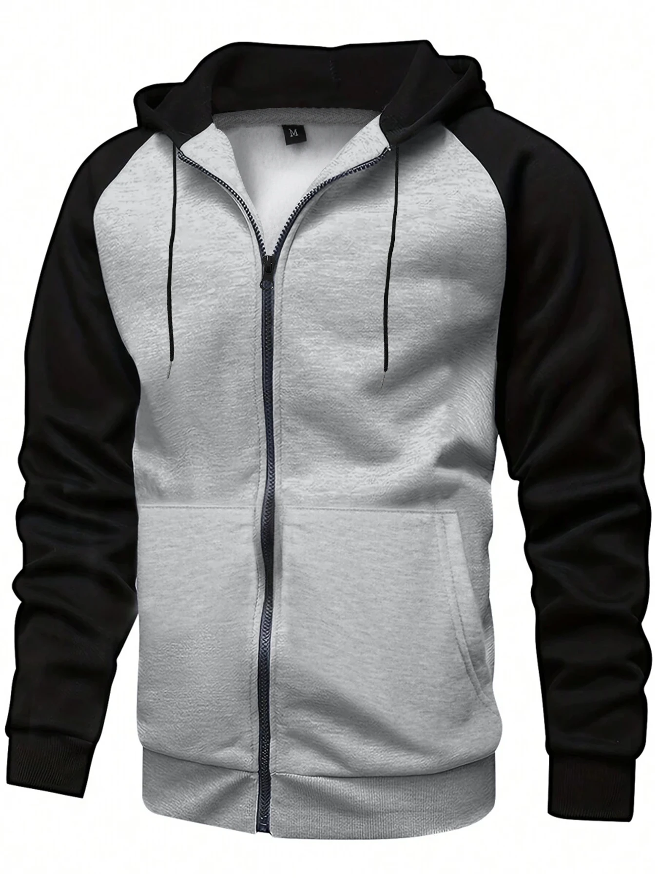 

Men's Color-Block Fleece-Lined Hoodie - Full-Zip, Ribbed Cuffs & Drawstring, Stylish for Winter Fashion & Daily Casual Looks
