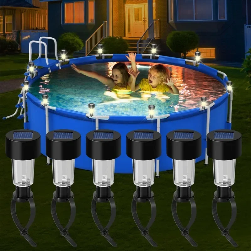 1/2/4/6 PCS Solar Pool Light Frame on The Ground for Swimming Pool Outdoor Pool Fence Decorative Accessories Waterproof LED