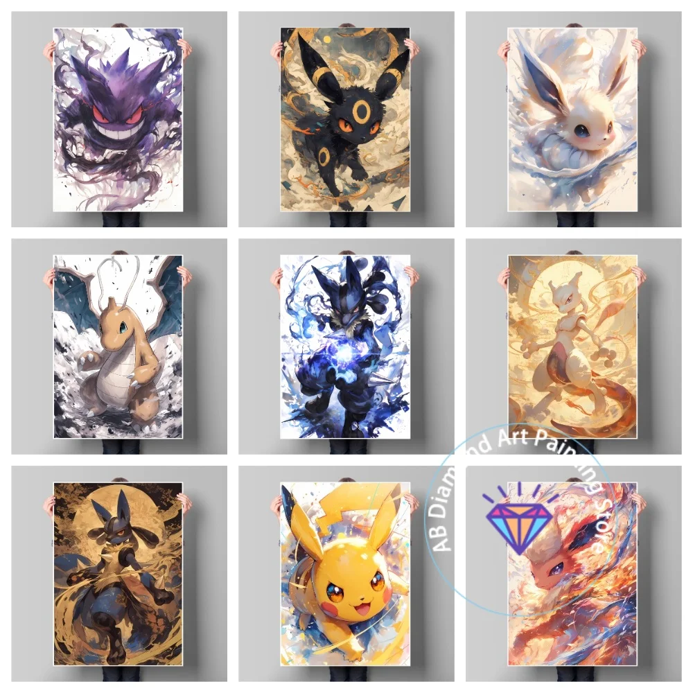 

Quality Pokemon Inspired Square Round AB Diamond Painting Kit 5D DIY Cross Stitch Handmade Art Gift Crafts Home Decor Gift