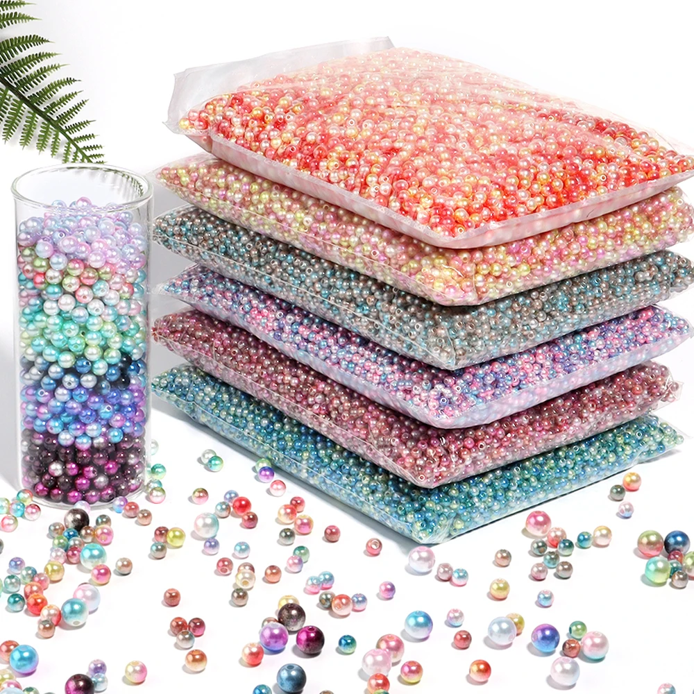 100-100 stücke mehrfarbige Imitation Perlen Perlen Multi-Size-Spacer lose Perle für Schmuck herstellung Kleidungs stück Dekoration Bastel bedarf