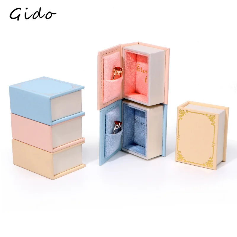 Clamshell Book Ring Jewelry Box Small Red Book European Creative Magnetic Jewelry Gift Box in Stock