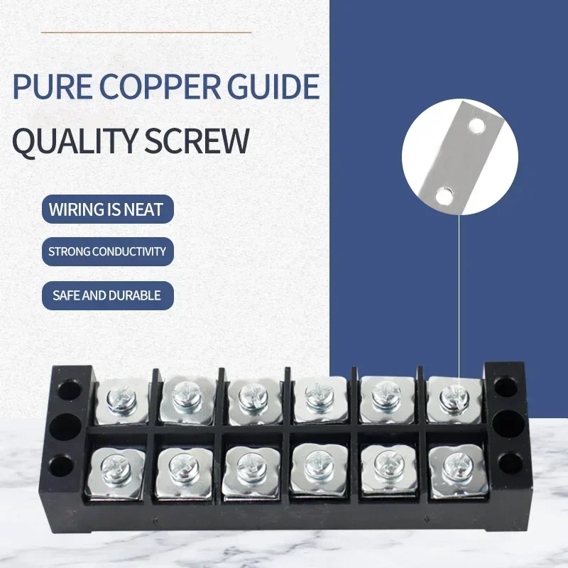 15A/25A/45A 600V Dual Row Barrier Screw Terminal Block Wire Connector TB Series 3/4/5/6/8/10/12 PIN Optional TB-1503 TB-2503