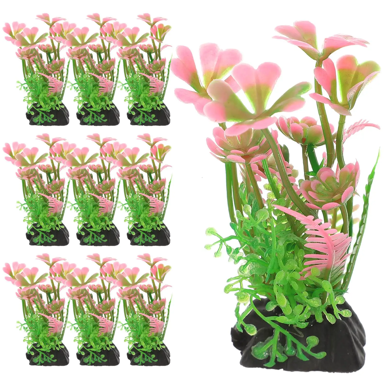 

10 Pcs Aquarium Landscaping Tall Fish Tank Decorations Large Bowl Plastic Plants for Betta Succulent