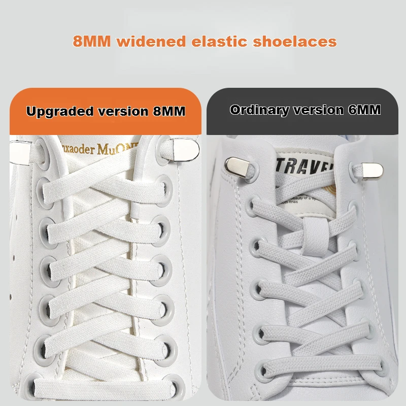 No tie Shoelaces for Shoes 8MM Flat Elastic laces Sneakers Kids Adult Quick Shoelace without ties Shoe Accessories