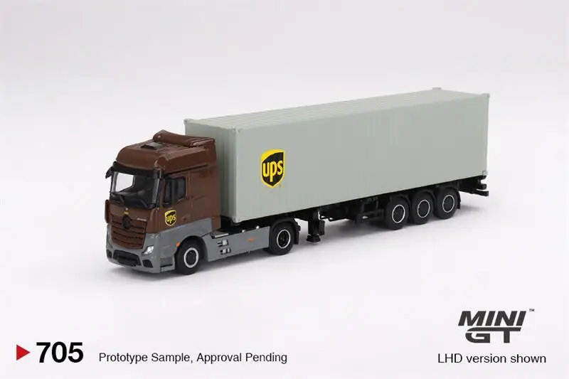 MINI GT 1:64 Actros Trailer w/40 Ft Container 40 UPS truck with Driver and workers  set