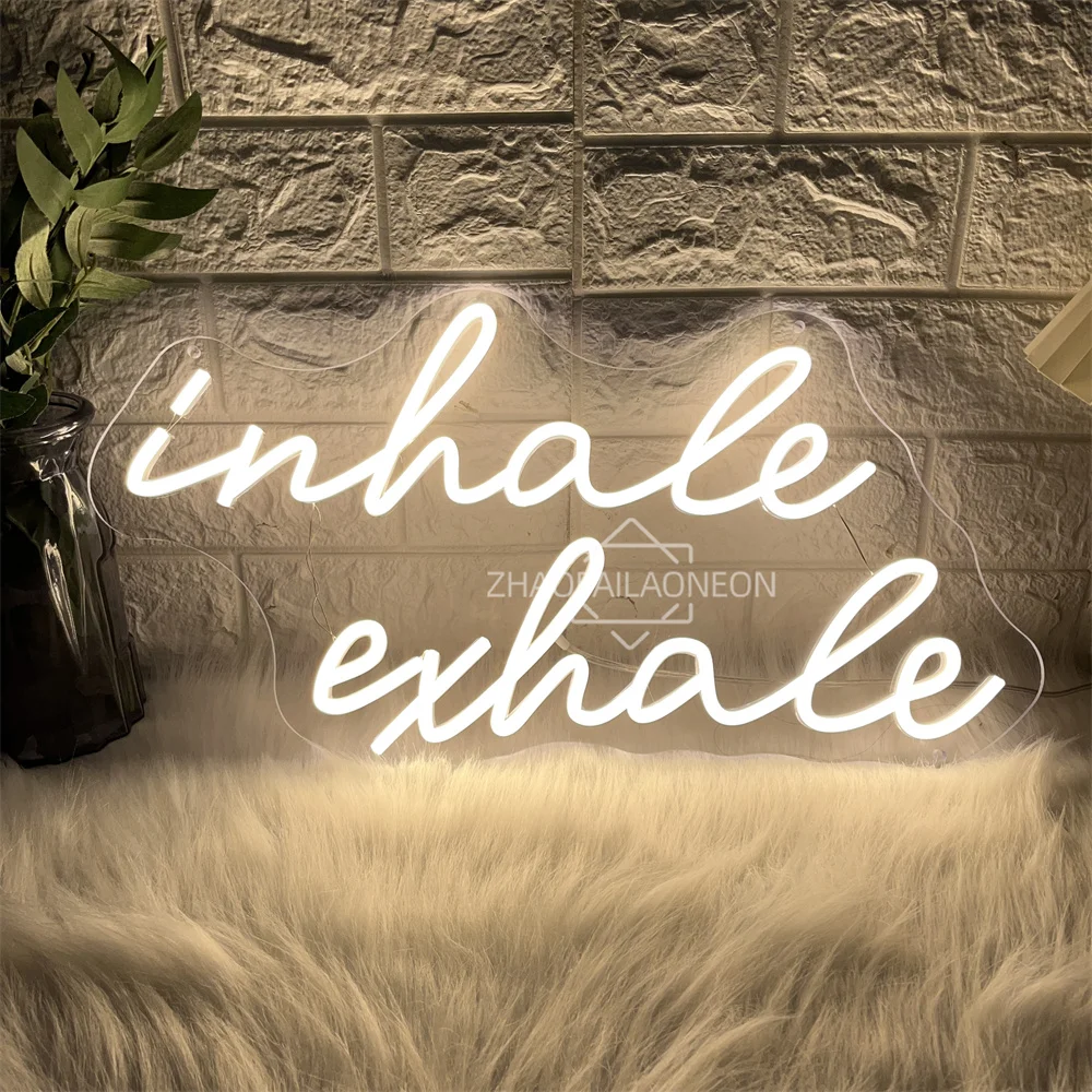 Inhale Exhale Neon Led Sign Health Hall Bedroom Decoration Neon Light Sign LED Room Wall Health Room Decor Business Lights USB