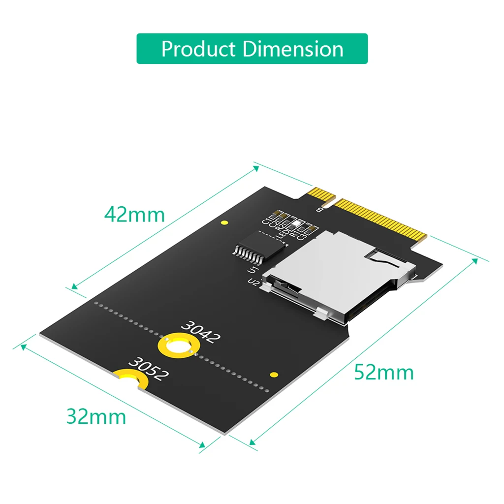 Micro SD Card TF SDHC SDXC to NGFF Key B Adapter Card Support M.2 Key B 3042 3052 USB Bus TF Card with LED Indicate