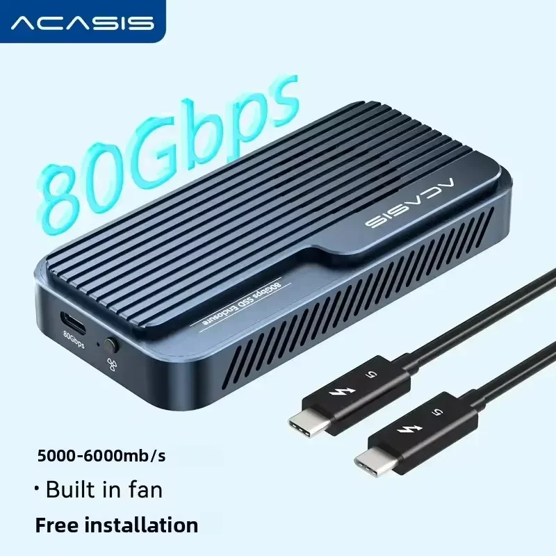 

Acasis USB4 V2 80Gbps M.2 NVMe SSD Enclosure with Fan, Aluminum External Case 8TB for Thunderbolt 5/4, JHL9480 Chip RTL9210