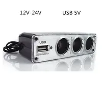 12V 24V Car Cigarete Lightter Spliter Tee In USB Adapter LED For iPad Phone GPS DVR Auto Car Charge Accessory