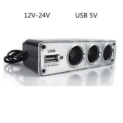 12V 24V Auto Cigarete Lightter Spliter Tee In Adattatore USB LED Per iPad Del Telefono GPS DVR Auto Auto carica Accessorio