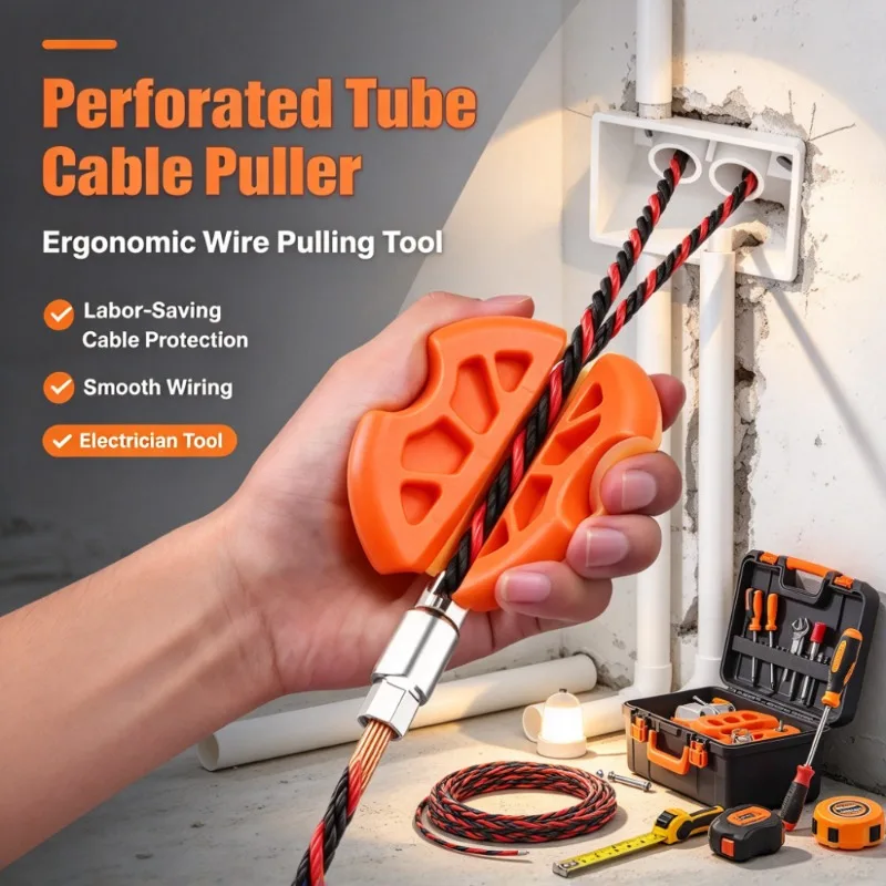 Durable Anti Slip Rubber Grip Portable Wire Pulling Tool Perforated Tube Cable Puller For Electricians Handheld Installation Set