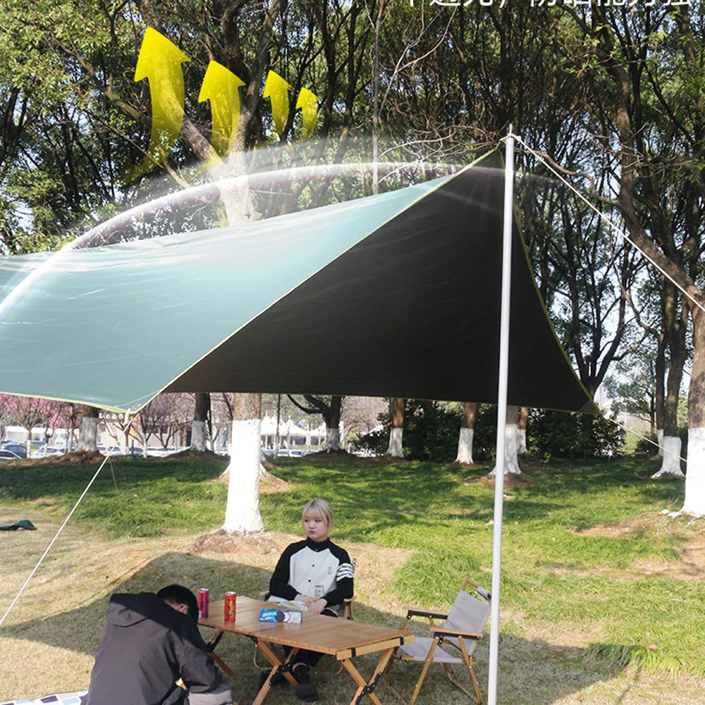 L22 Outdoor Camping Ultraviolet-Proof Black Glue Coated Silver Hexagonal Oversized Sunshade Curtain Rainproof Canopy Tent