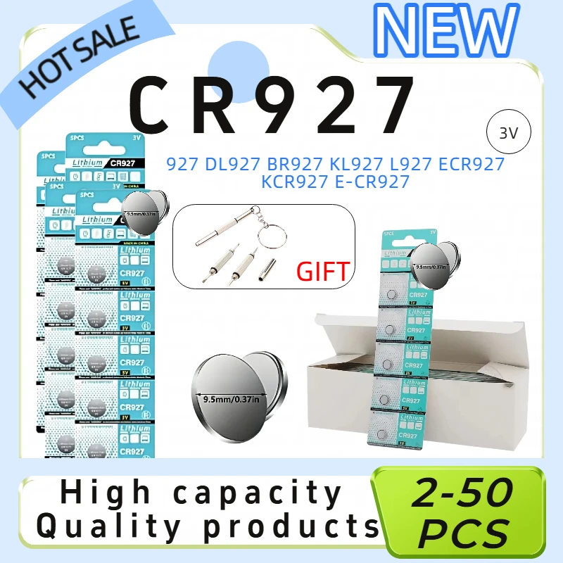 Bulk Pack 2-50PCS CR927 Lithium Button Battery 3V DL927 BR927 BR927-1W CR927-1W Coin Cell for Remote Control Toy Watch