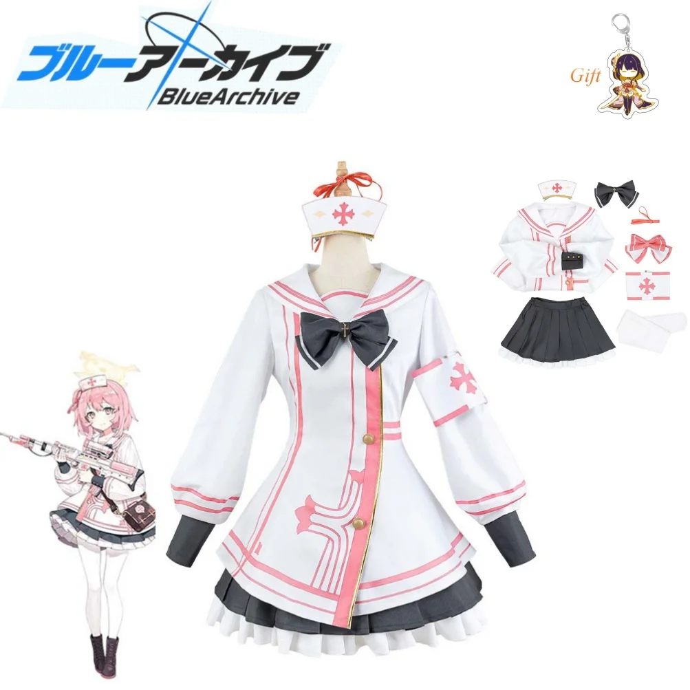 

Anime Blue Archive Sumi Serina Cosplay Costume Women Uniform Casual Jacket Skirt Wig Nurse Hat Bow Halloween Party Suit