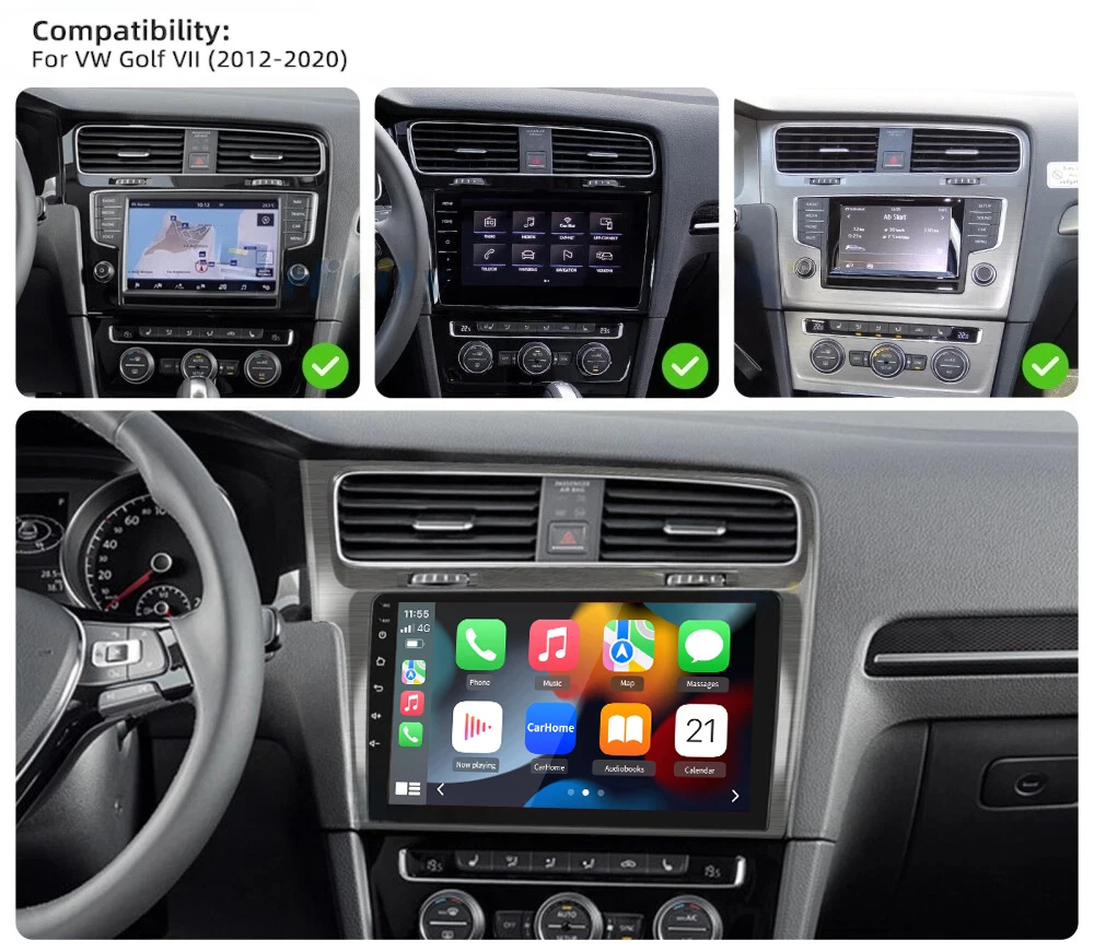 Junsun - Sistema de Navegación GPS para Automóvil con Pantalla Táctil IPS, Android Auto y Apple CarPlay Inalámbrico para VW Golf 7 MK7 5G 2012-2017, Radio con Bluetooth, WiFi, DSP, RDS, SWC, Multimedia Estéreo, Ventilador de Refrigeración Integrado, Plug and Play 2