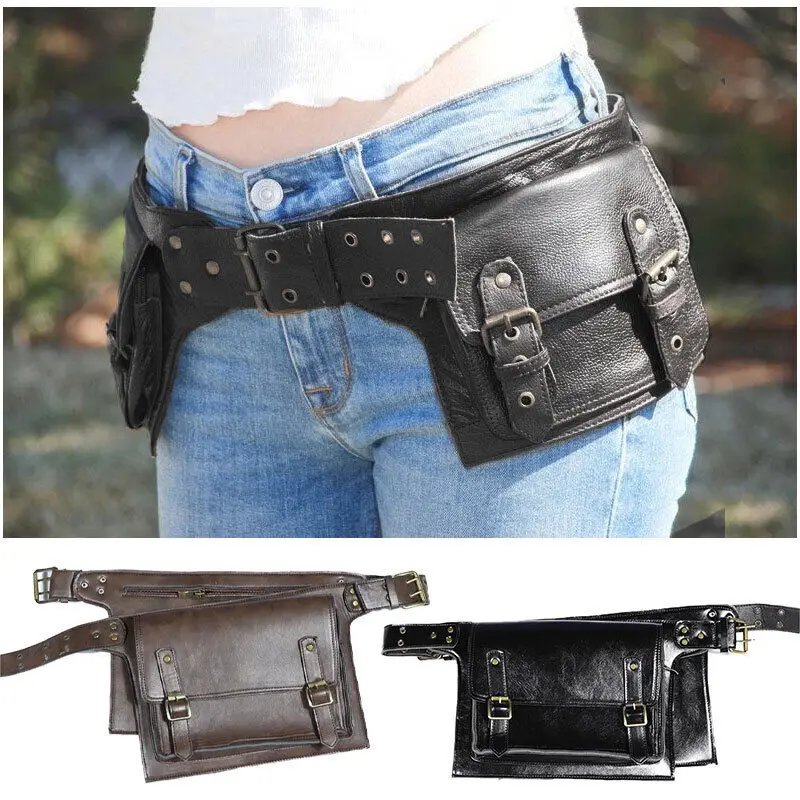 Medieval Faux Leather Waist Bag Steampunk Hip Pocket Buckle Hip Belt Festival Pocket Hip Bag Warrior Larp Cosplay Wallet