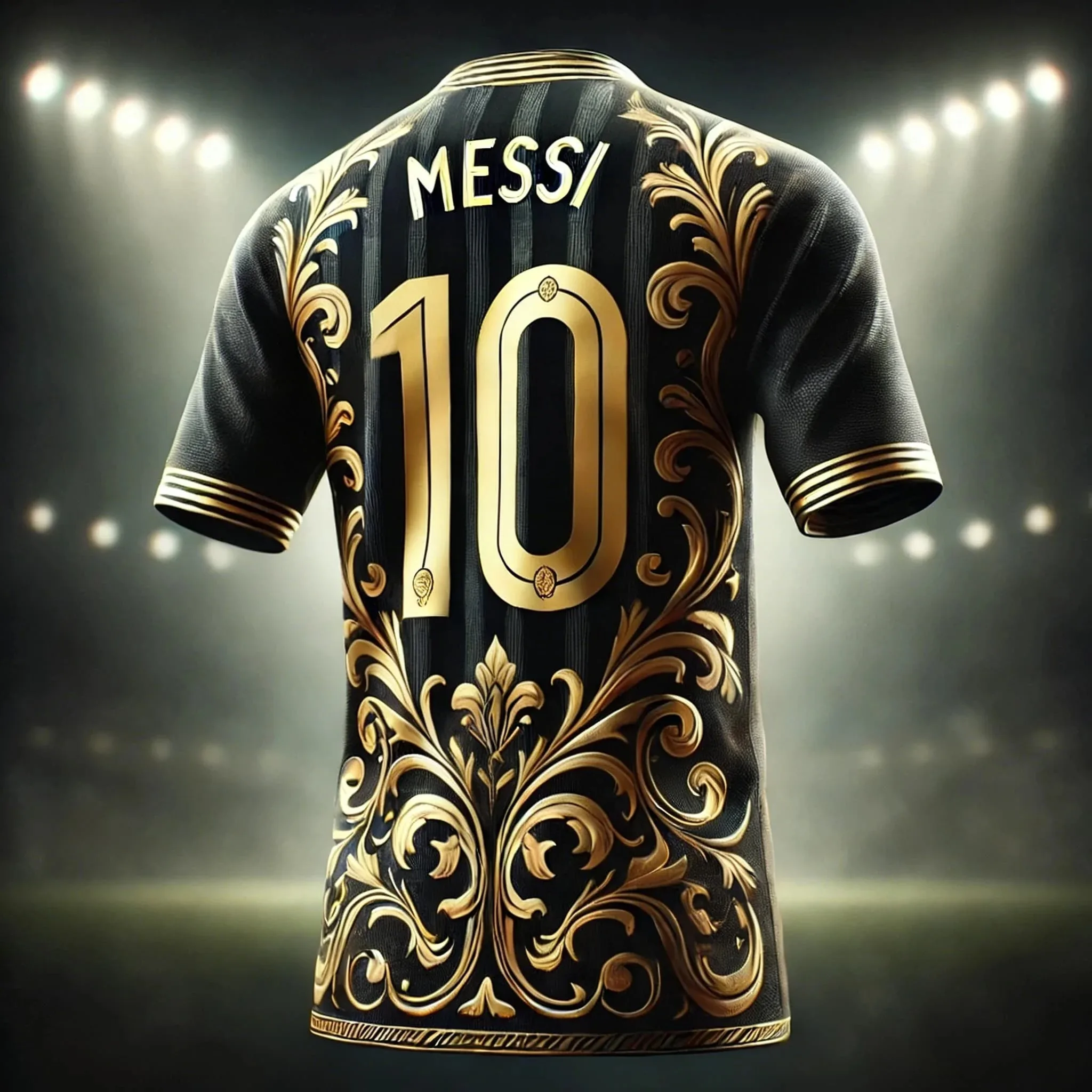 AI hot Selling Messi #10 Black Gold Commemorative Jersey  Original FootballShirt Summer Quick Dry Breathable Casual Fan Sportswe