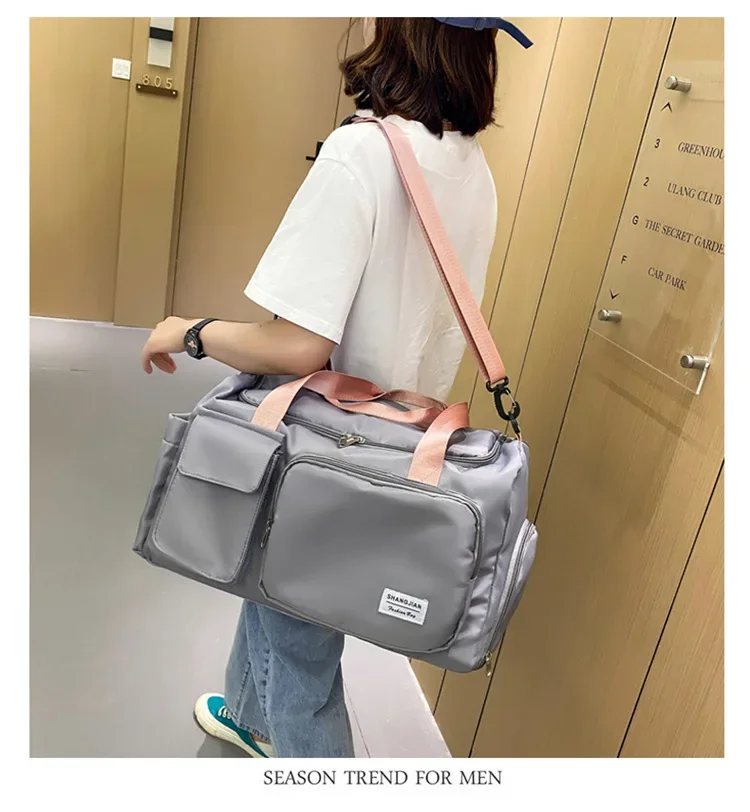 Bolsa de viaje de gran capacidad para mujer, bolsa de gimnasio para fin de semana, bolsas de lona para la noche con comp