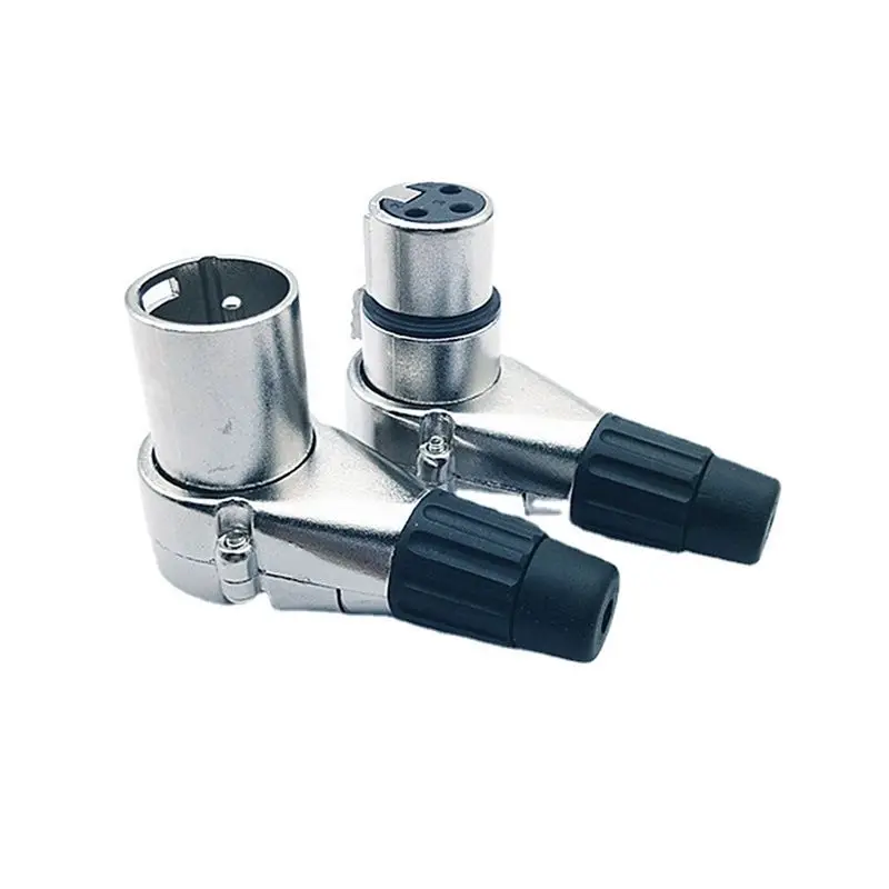 1Pair 3Pin Right Angle XLR Connector Male And Female XLR 3 Pin Micphone Plug Audio Cable Connector-A31R