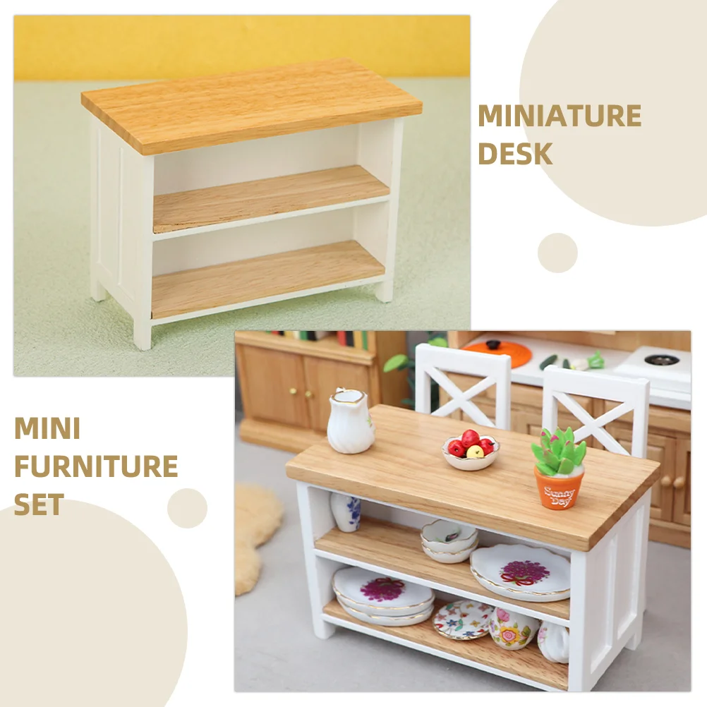 House Furniture Miniature Table and Accessories Computer Desk Tiny Side Tables for Crafts