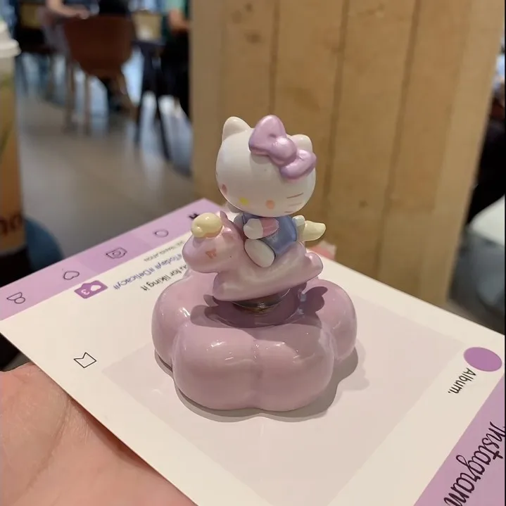 Jingdezhen Ceramic Hello‑Kitty Cute Kitty Rotating Childlike Pony Car & Desktop Cartoon Ornament