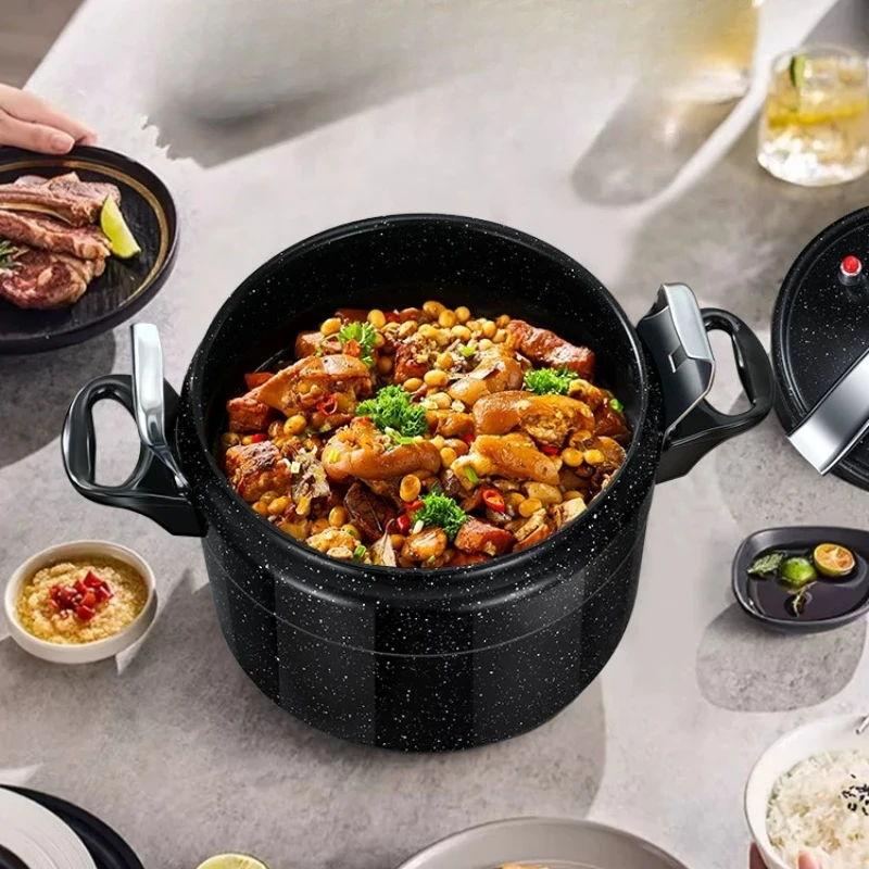 Black Explosion-proof Pressure Cookers 3L Open Flame Home Cooker Pressure Oyster Fish Pot Fast Cooking Aluminum Pressure Canners