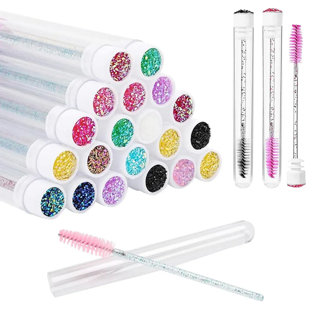25/50 pz Spazzola Per Ciglia Tubi di Cristallo Lash Mascara Bacchette Pettine Per Sopracciglia Spoolies Contenitore Ciglia Pennelli Applicatori Strumenti di Trucco